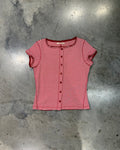 ASHLEY STRIPED BUTTON TEE