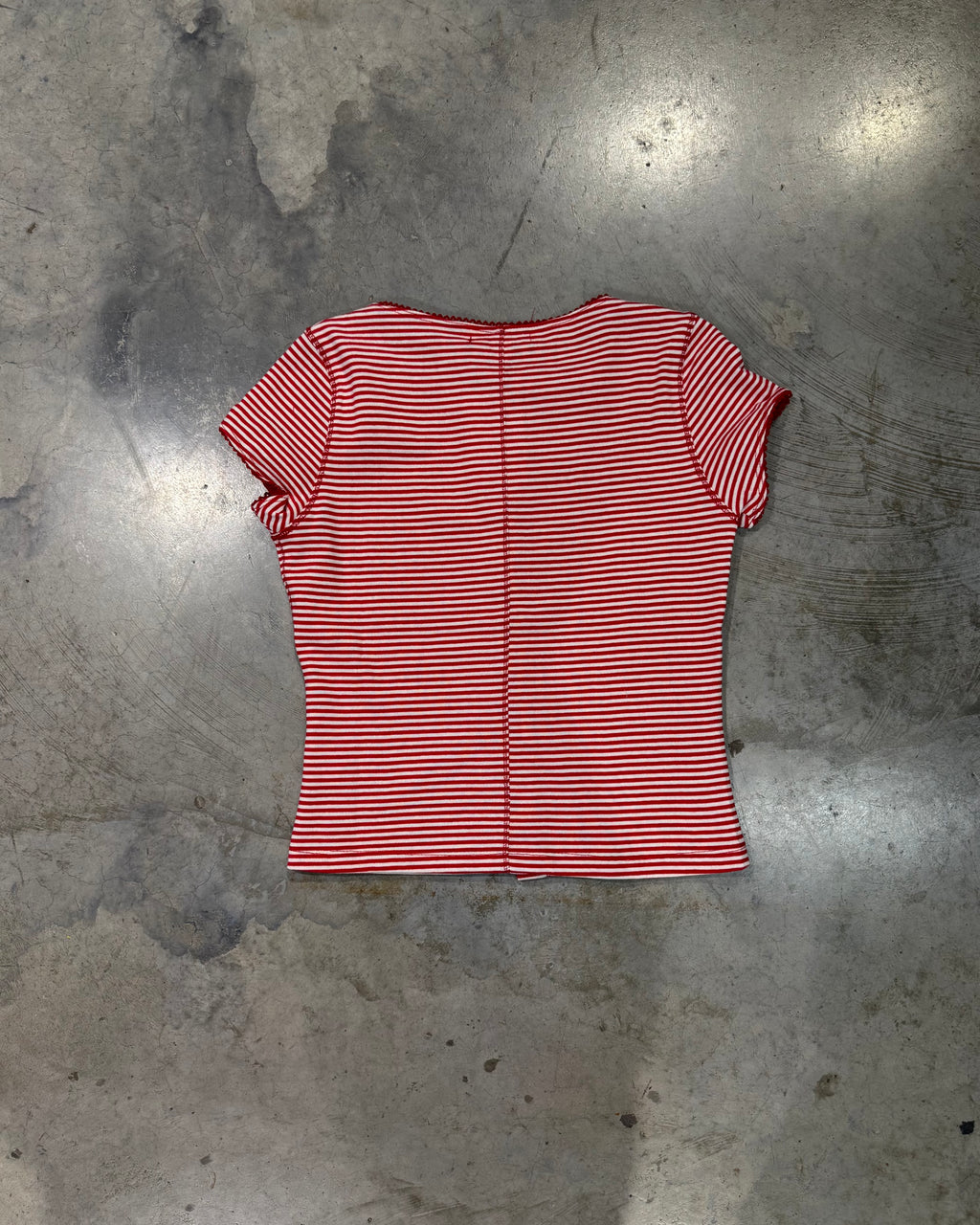 ASHLEY STRIPED BUTTON TEE