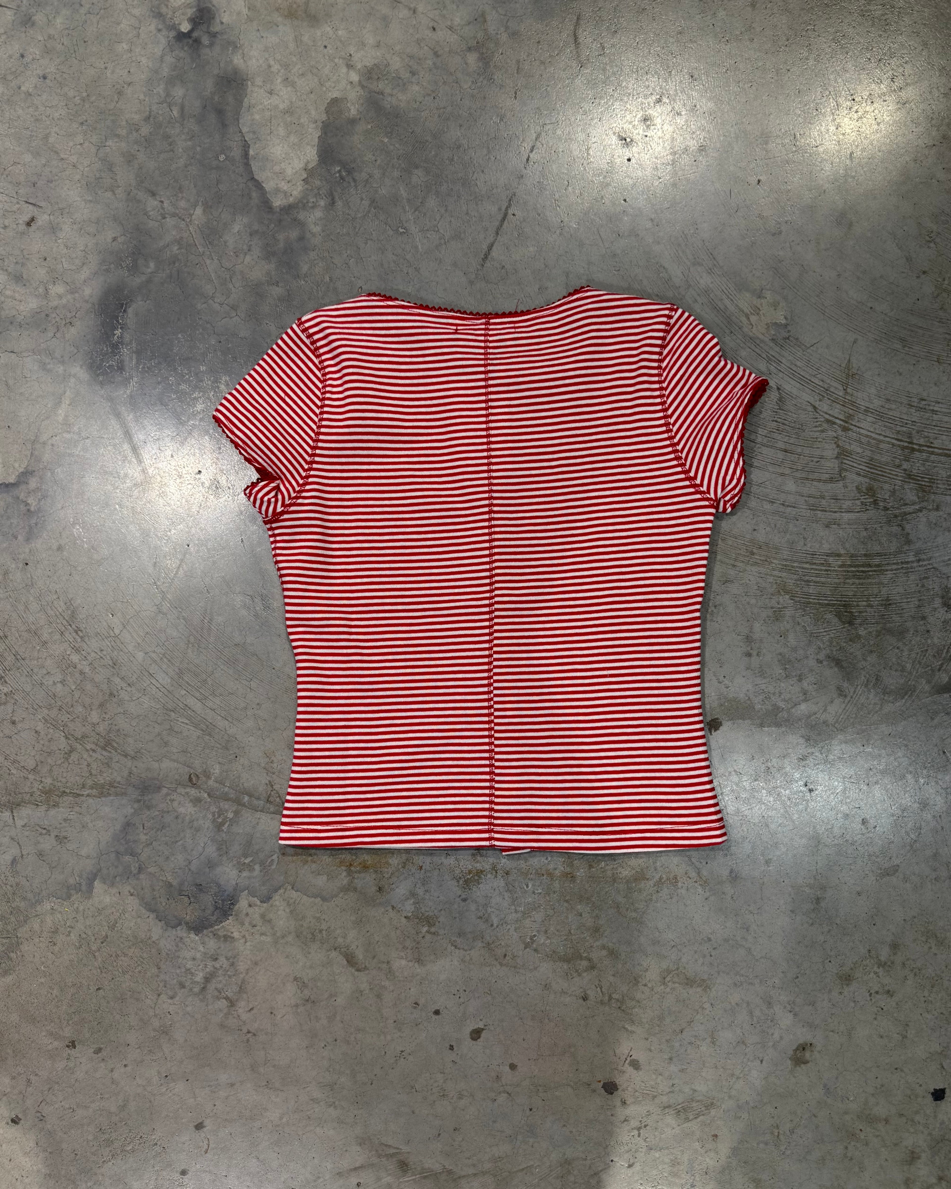 ASHLEY STRIPED BUTTON TEE
