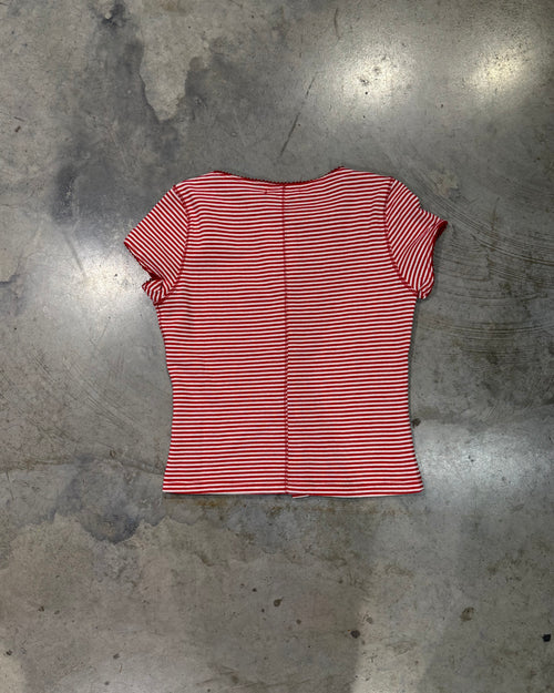 ASHLEY STRIPED BUTTON TEE