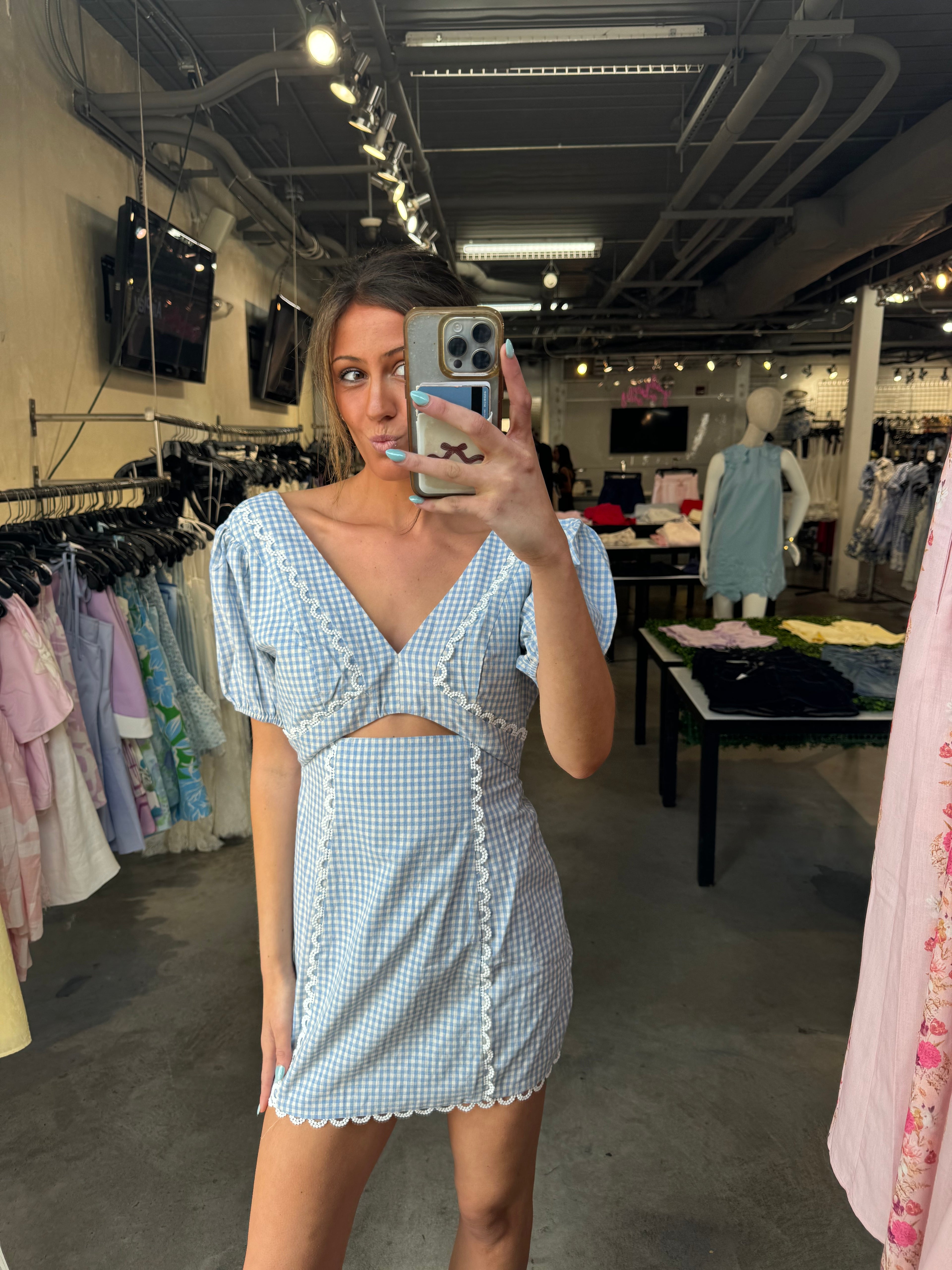 GEMMA GINGHAM MINI DRESS
