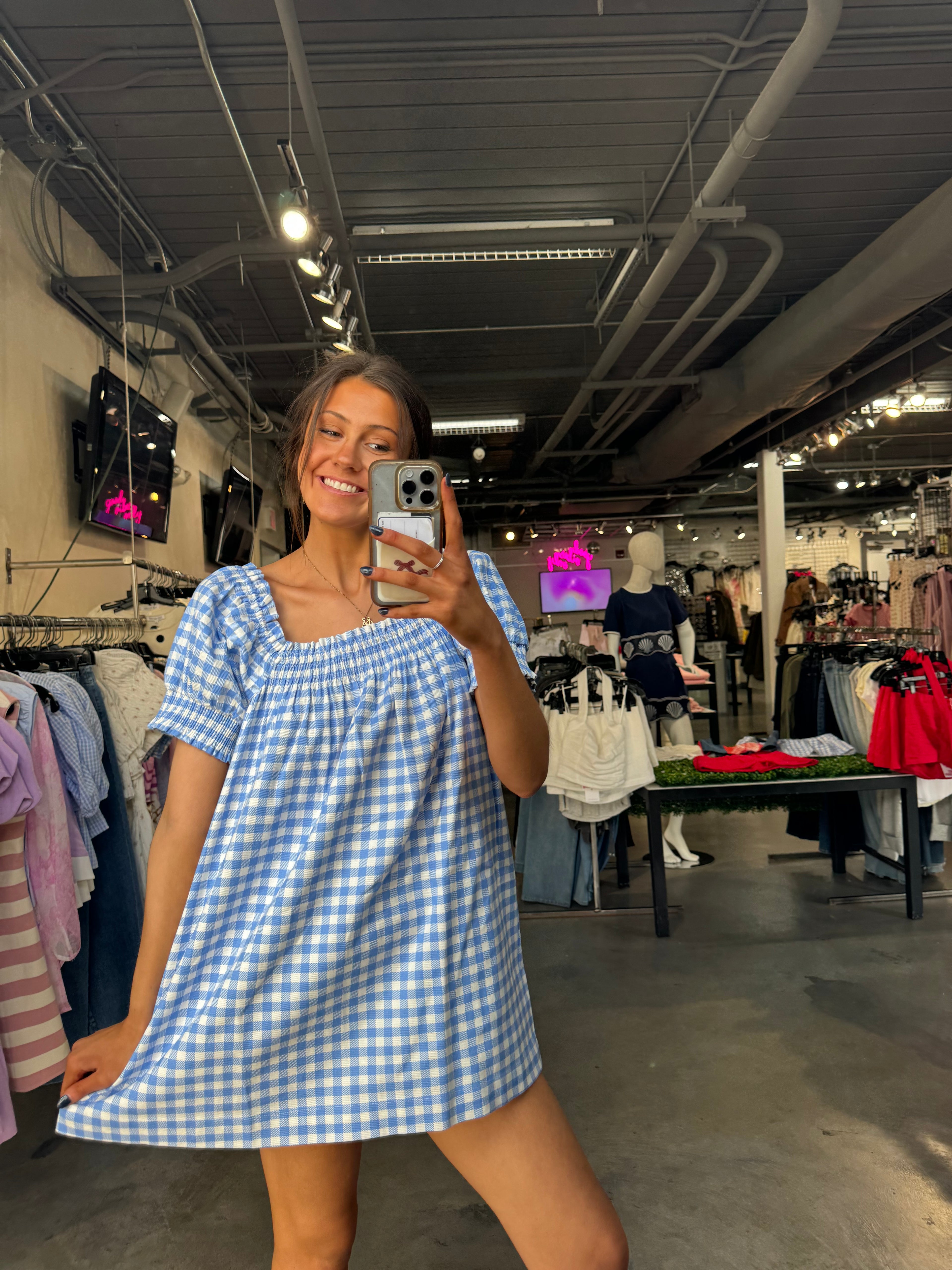 ABBY GINGHAM MINI DRESS