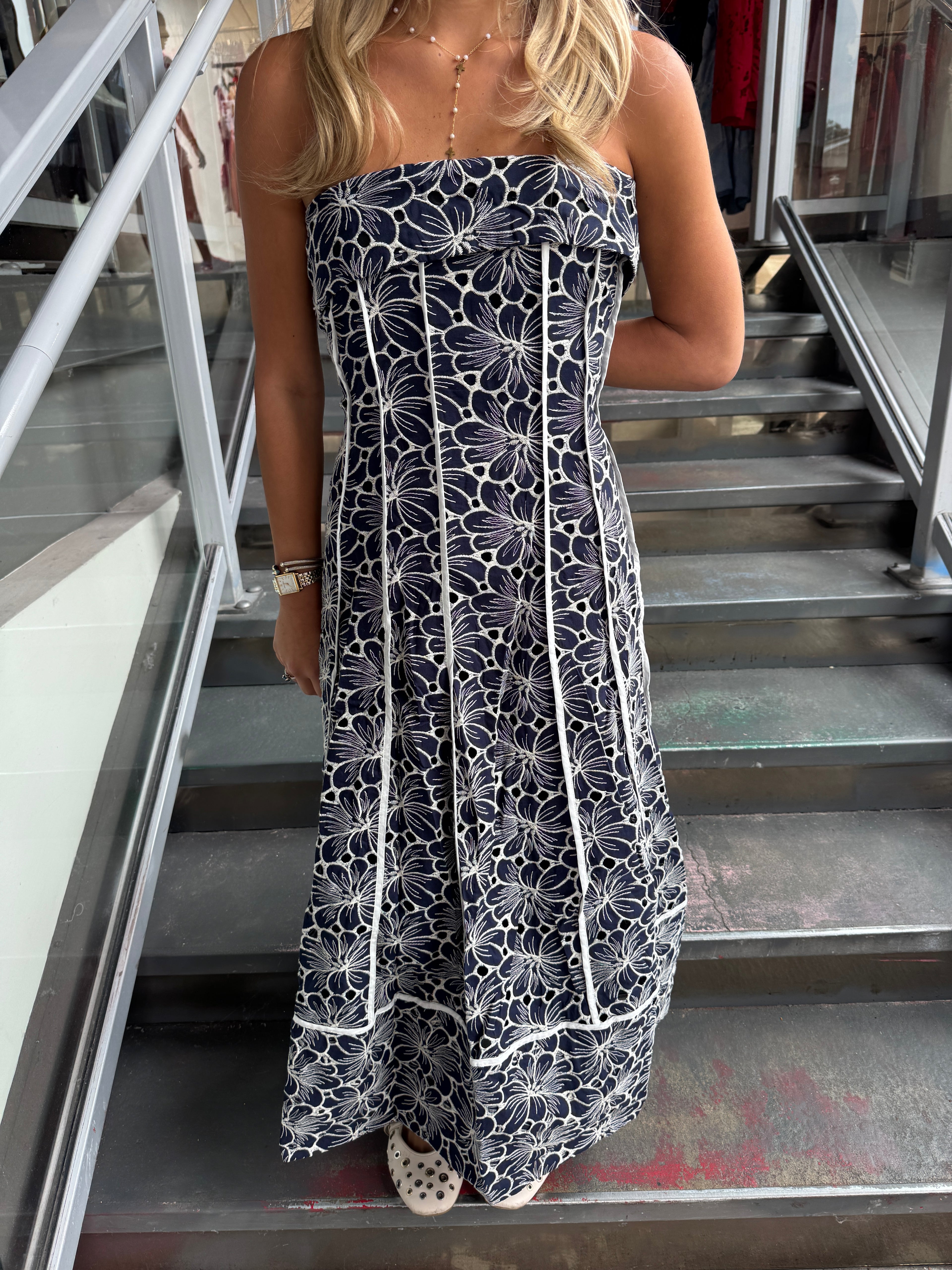 NAVY FLORIST DRESS