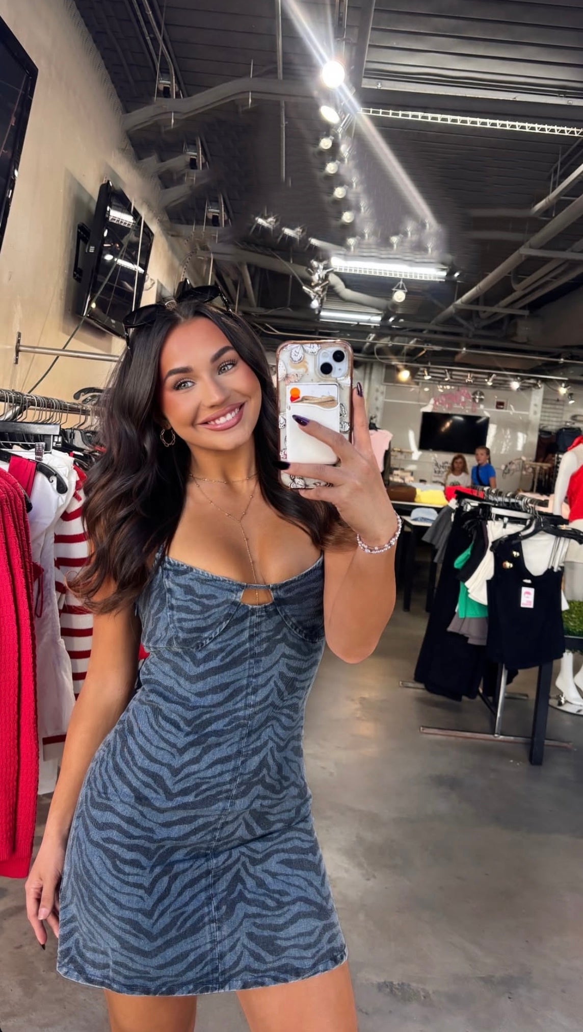ZEBRA DENIM MINI DRESS