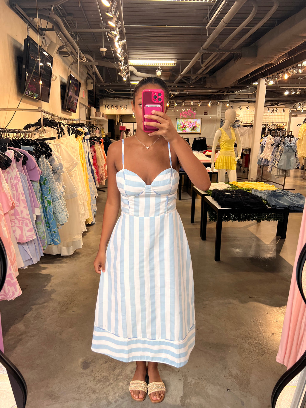 SUTTON STRIPE MIDI DRESS