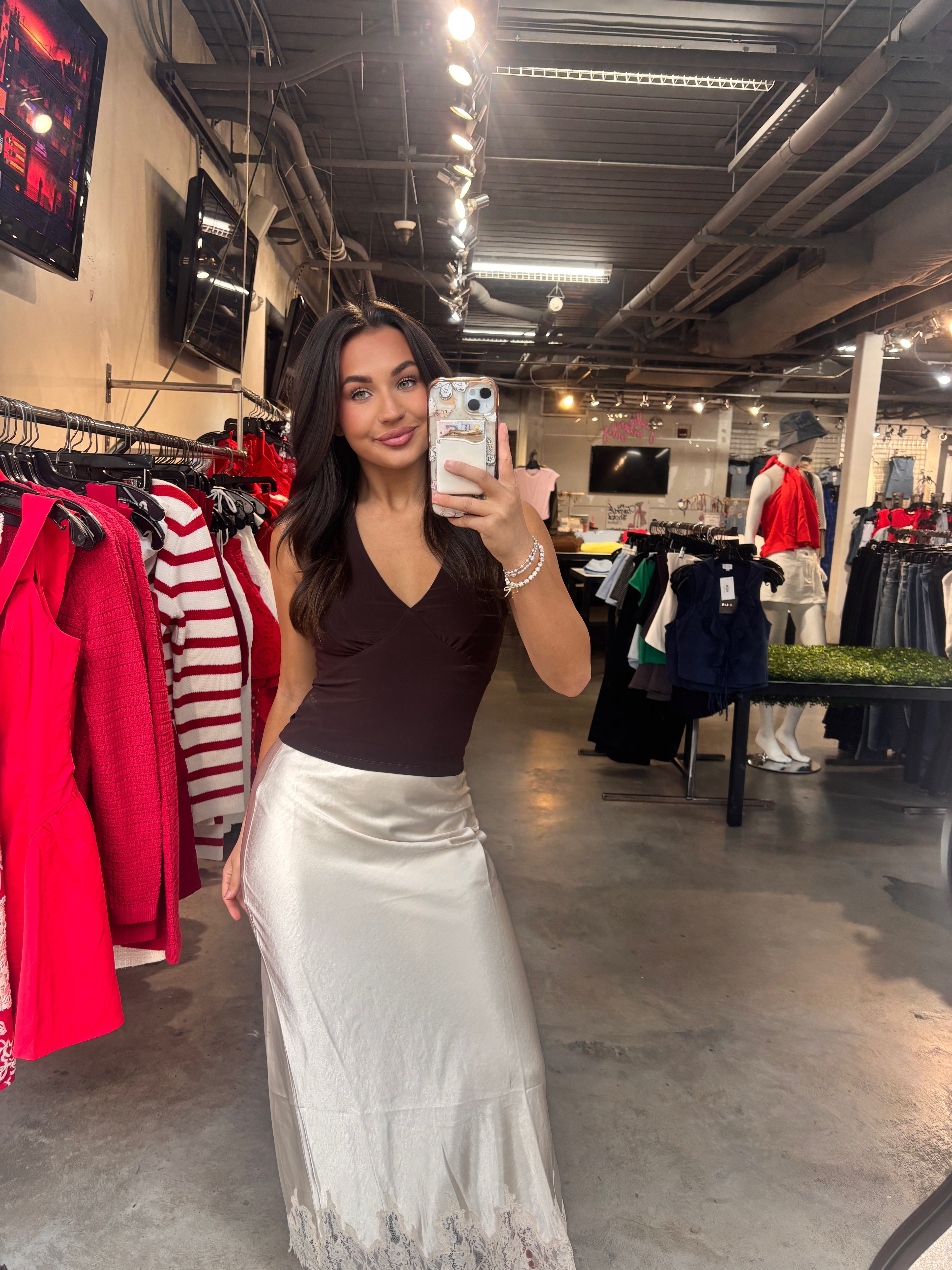 CHAMPANGE SATIN SKIRT