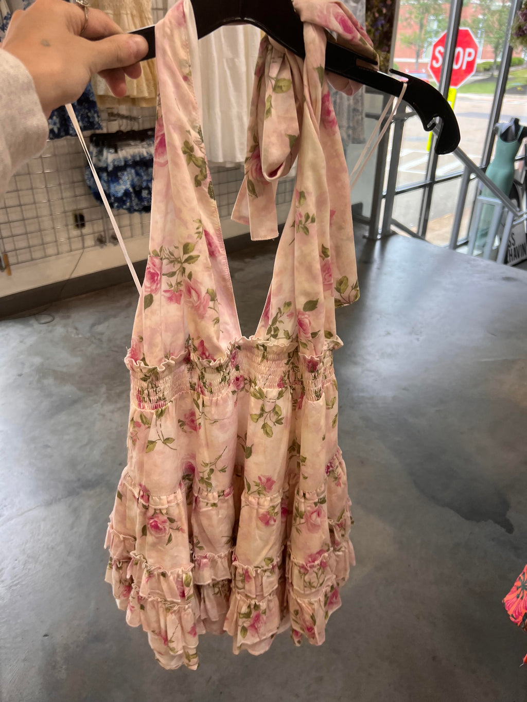 FLORAL HALTER MINI DRESS