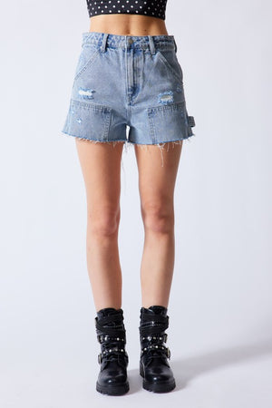 UMA UTILITY HIGH WAIST DENIM CARGO SHORTS