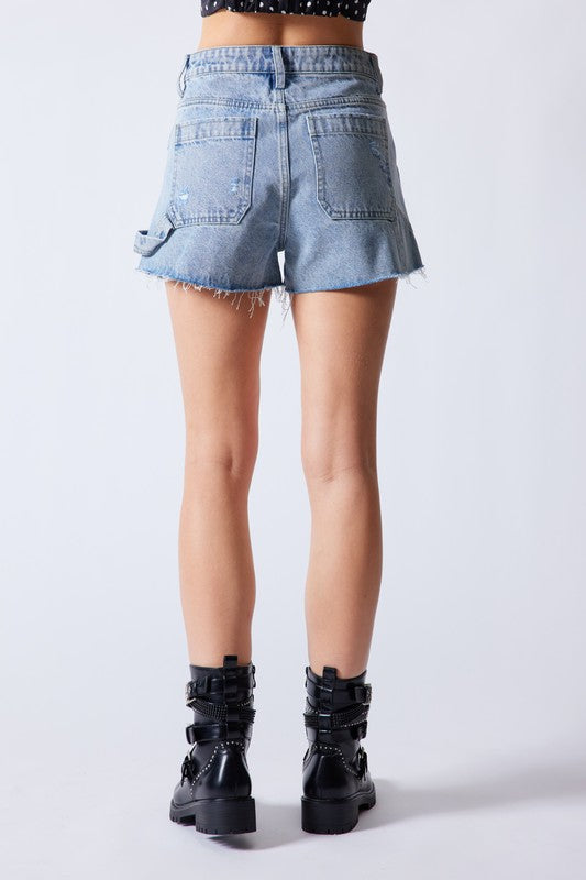 UMA UTILITY HIGH WAIST DENIM CARGO SHORTS