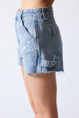 UMA UTILITY HIGH WAIST DENIM CARGO SHORTS